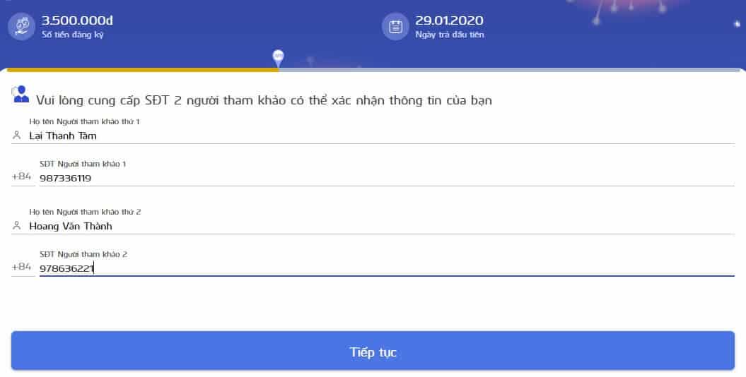 điền thông tin liên hệ để vay tại cash 24