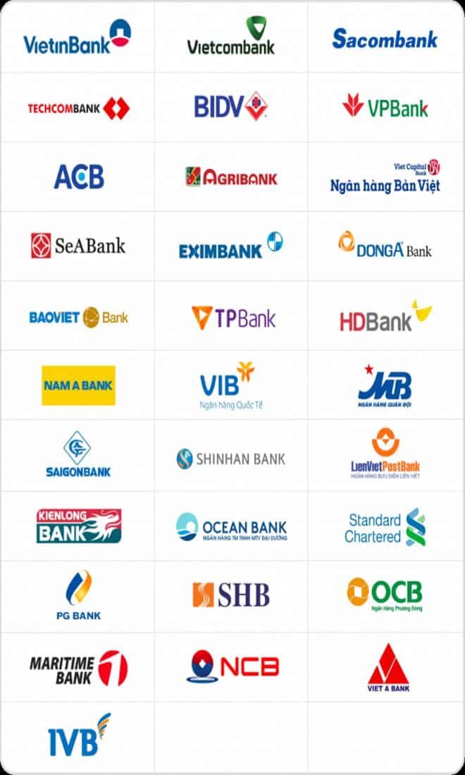 Danh sách ngân hàng hỗ trợ rút tiền thẻ Vietcredit